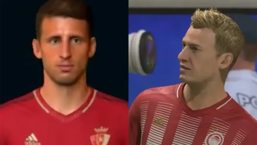Calleri (esq.) e Rafinha representados em games do antigo FIFA