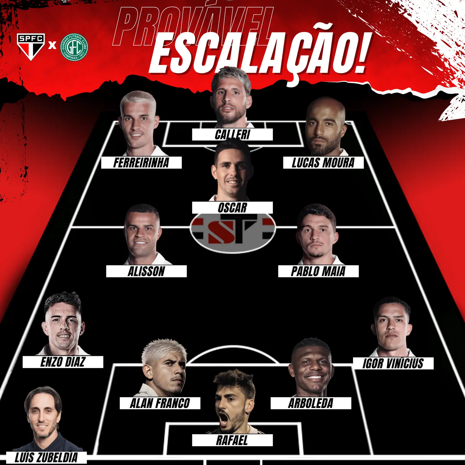São Paulo x Guarani: provável escalação, onde assistir ao vivo, desfalques e arbitragem